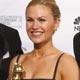 Anna Paquin with presenters Zachary Quinn and Chris Pine backstage at the 66th annual Golden Globe awards in Beverly Hills